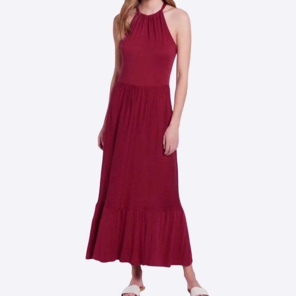 Caslon Halter Neck Flounce Hem Maxi Dress